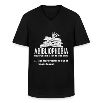 Abibliophobie Buchliebhaber Buch Lesende - Männer-T-Shirt mit V-Ausschnitt - Schwarz - Vorne - AI Model Male 178 dark (178cm)
