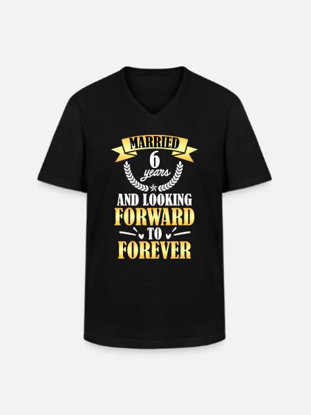 Sockerbröllop 6: e bröllopsdag - T-shirt med V-ringning herr - svart