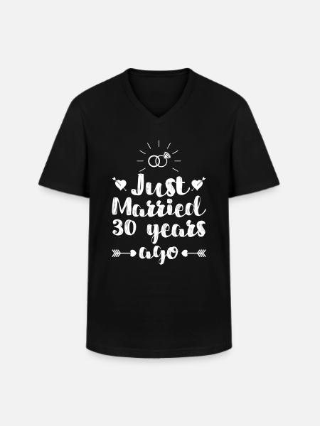 Just married 30 years pearl wedding - Men's V-Neck T-Shirt - black