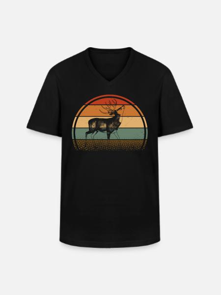 Chevreuil - T-shirt col V Homme - noir