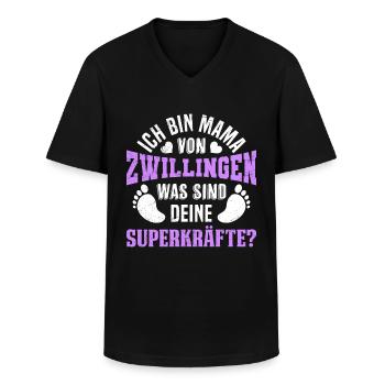 Ich bin Mama von Zwillingen Mama hoch 2 - Männer-T-Shirt mit V-Ausschnitt - Schwarz - Vorne - AI Model Male 178 dark (178cm)