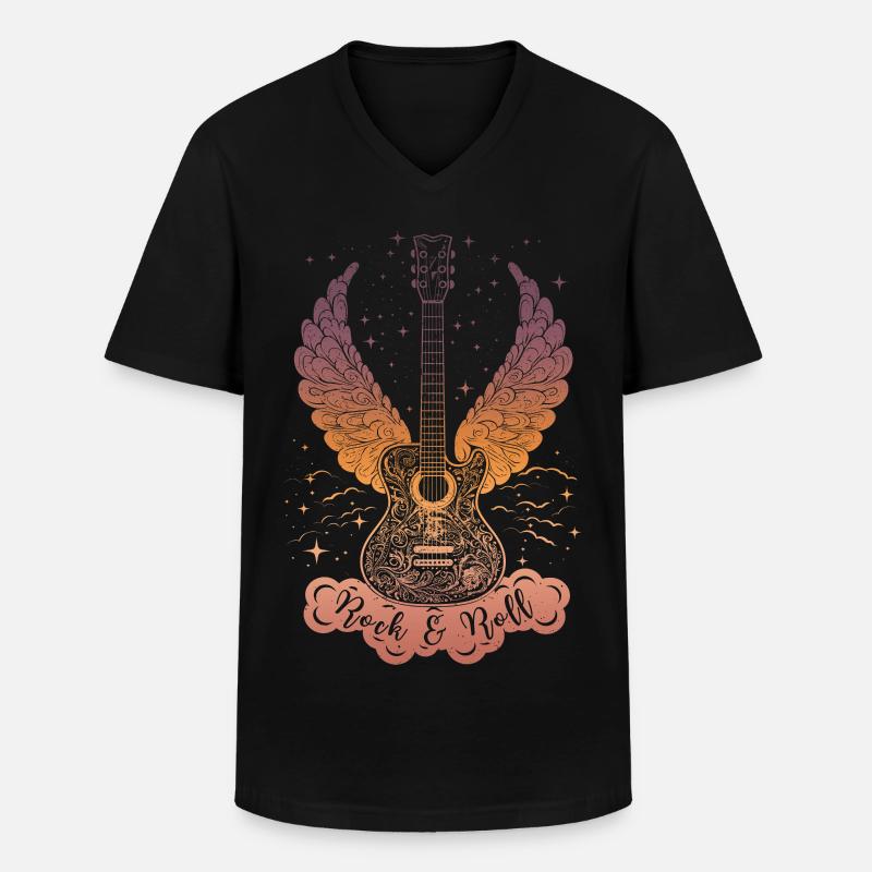 Rock & Roll Guitar - Männer-T-Shirt mit V-Ausschnitt - Schwarz