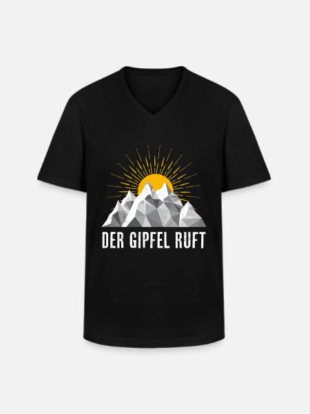 Der Gipfel ruft Bergsteiger Bergfan - Männer-T-Shirt mit V-Ausschnitt - Schwarz