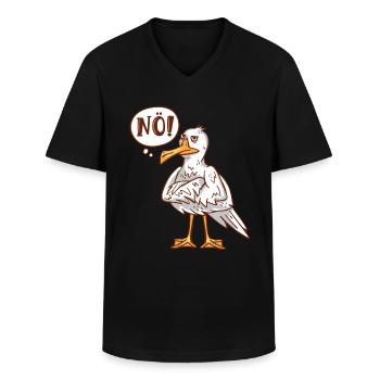Möwen NÖ! Plattdeutscher Vogelliebhaber Shirt - Männer-T-Shirt mit V-Ausschnitt - Schwarz - Vorne - AI Model Male 178 dark (178cm)