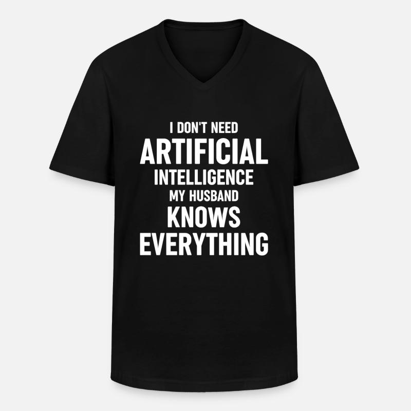 Funny Artificial Intellgence Husband - Männer-T-Shirt mit V-Ausschnitt - Schwarz