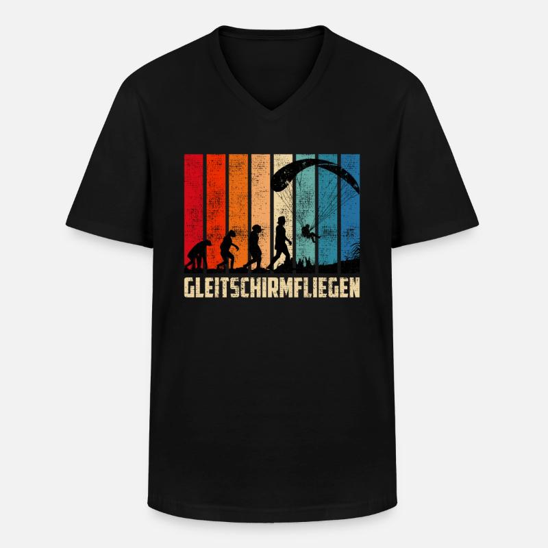 Gleitschirmfliegen Evolution Paragleiter - Männer-T-Shirt mit V-Ausschnitt - Schwarz