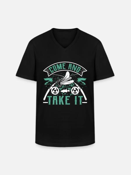 Fluefiskeri Kom og tag det Fluefiskere - Klassisk herre T-shirt med V-udskæring - sort