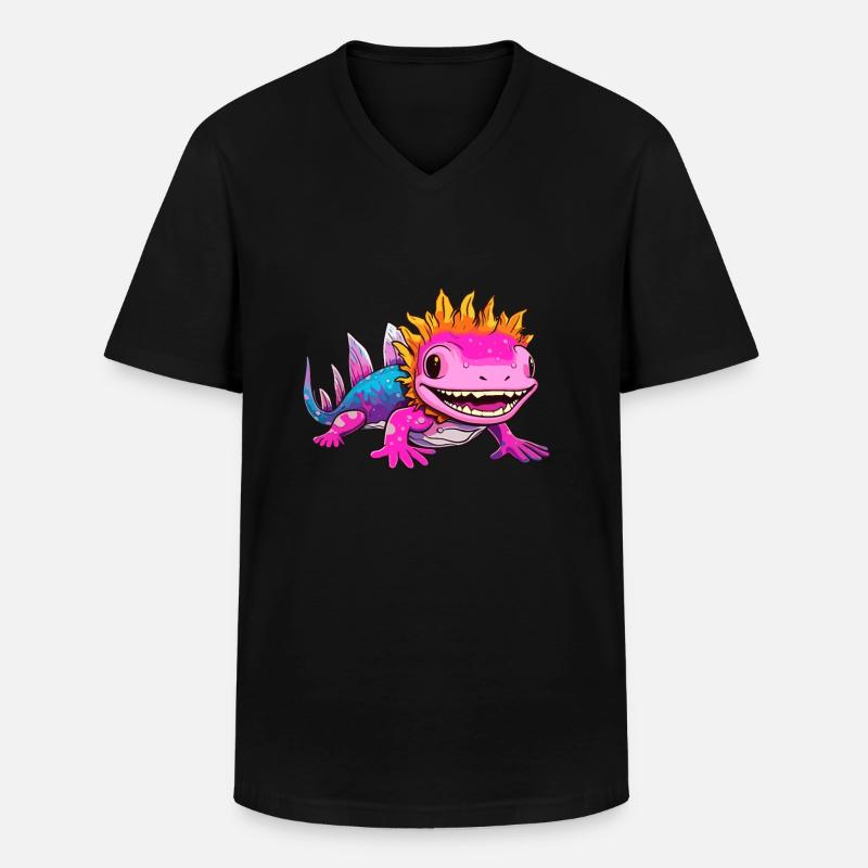 Axolotl - Männer-T-Shirt mit V-Ausschnitt - Schwarz
