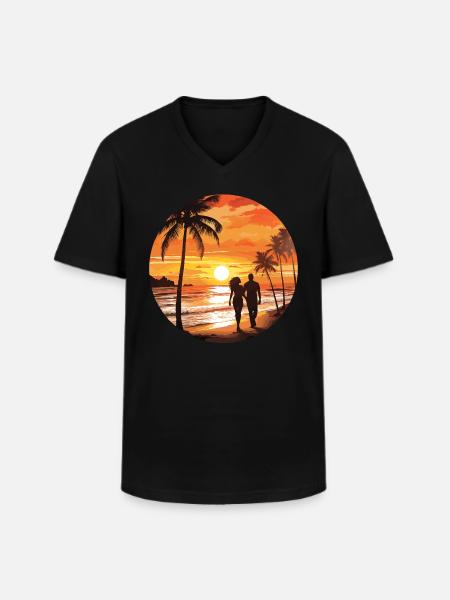 Beach Romantic Couple - Men's V-Neck T-Shirt - black