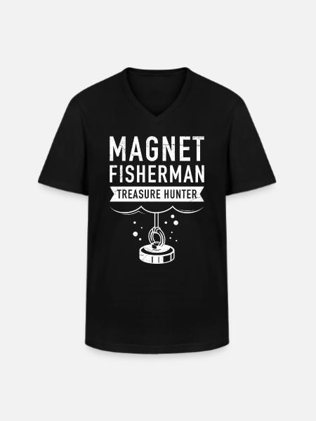Magnetfischer Magnetangler Schatzjäger - Männer-T-Shirt mit V-Ausschnitt - Schwarz