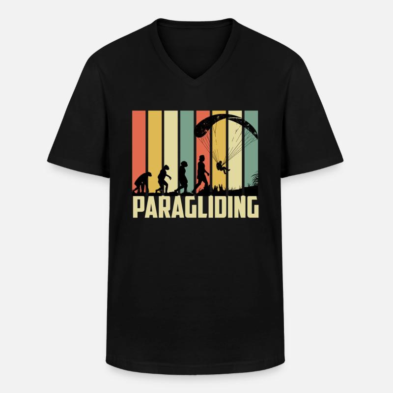 Paragliding Evolution Paraglider - Men's V-Neck T-Shirt - black