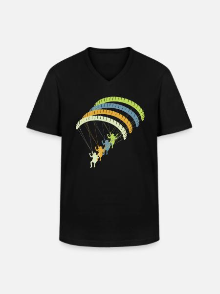 Paragliding Paragliding Pilot Shirt - Men's V-Neck T-Shirt - black