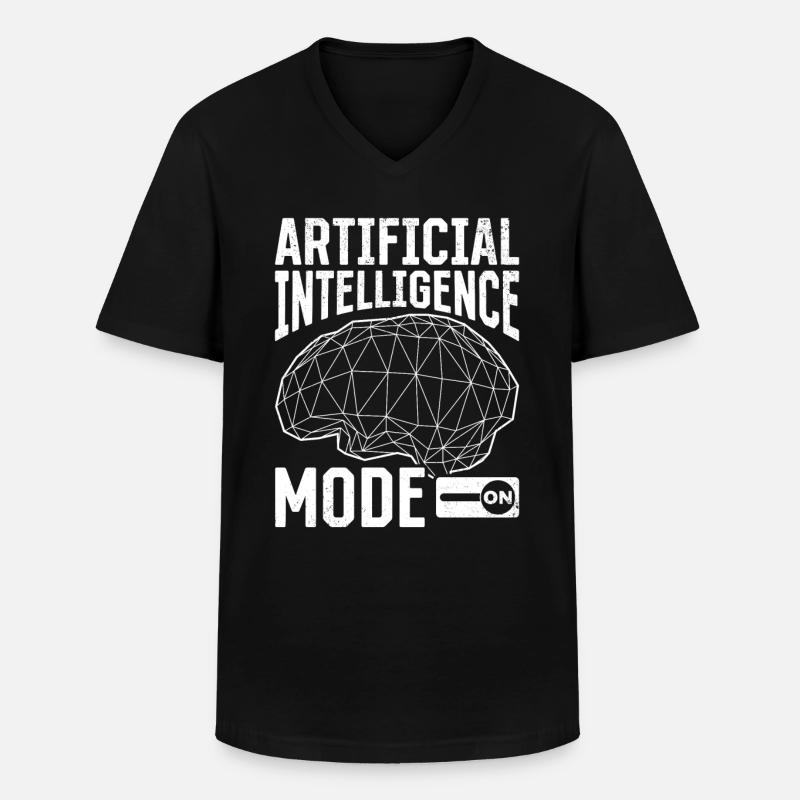 Artificial Intelligence Mode On - Männer-T-Shirt mit V-Ausschnitt - Schwarz