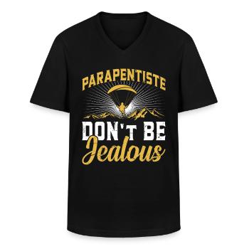 Parapentiste Parapentiste Ne soyez pas jaloux - T-shirt col V Homme - noir - Devant - AI Model Male 178 dark (178cm)