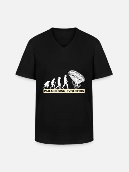 Paragliding Evolution Gleitschirmflieger - Männer-T-Shirt mit V-Ausschnitt - Schwarz