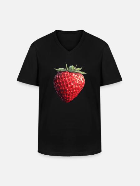 Erdbeer Süße - Männer-T-Shirt mit V-Ausschnitt - Schwarz
