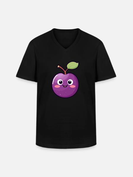 Prune Kawaii Prune Douce - T-shirt col V Homme - noir