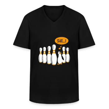 Bowlingbahn Pinguin Shit ...! Lustiges Shirt - Männer-T-Shirt mit V-Ausschnitt - Schwarz - Vorne - AI Model Male 178 dark (178cm)