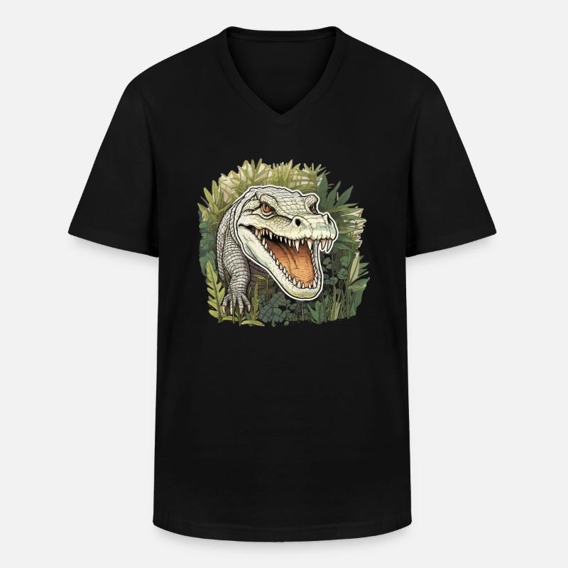 Krokodil - Ursprunger - Männer-T-Shirt mit V-Ausschnitt - Schwarz