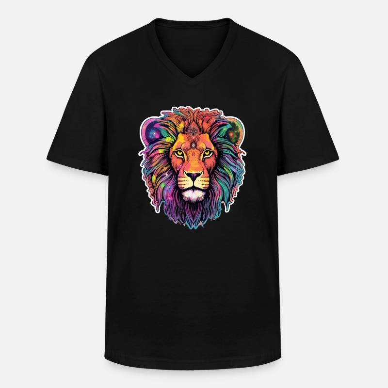 Löwe Himmlisch - Himmlisches Brüllen - Männer-T-Shirt mit V-Ausschnitt - Schwarz