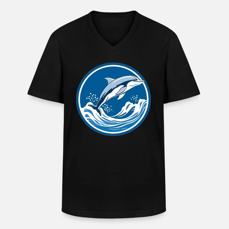 Delphin -Dreamscape - Männer-T-Shirt mit V-Ausschnitt - Schwarz