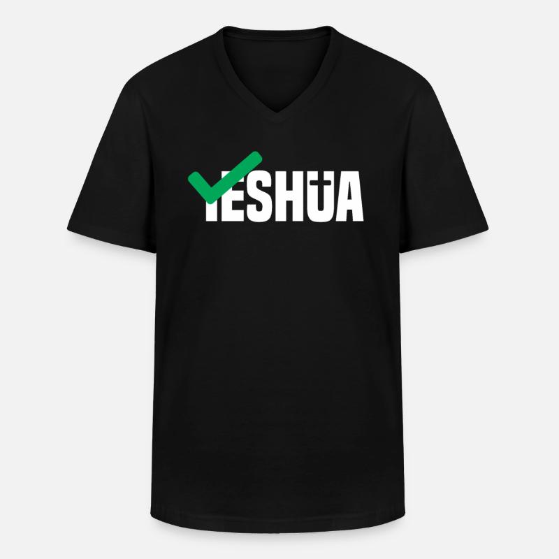 Jeschua - Männer-T-Shirt mit V-Ausschnitt - Schwarz