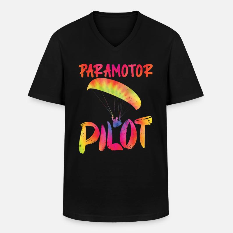 Paramotor Pilot Gleitschirmflieger Shirt - Männer-T-Shirt mit V-Ausschnitt - Schwarz