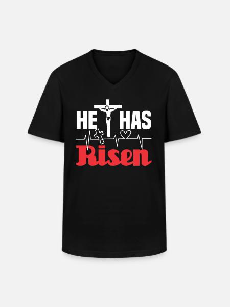 He Has Risen - Men's V-Neck T-Shirt - black