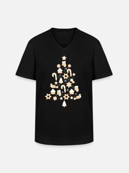 Cookie Noël Xmas - T-shirt col V Homme - noir