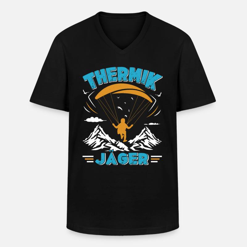 Gleitschirm Thermik Jäger Streckenfliegen - Männer-T-Shirt mit V-Ausschnitt - Schwarz