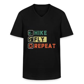 Hike Fly Repeat Bergsport Gleitschirmfliegen - Männer-T-Shirt mit V-Ausschnitt - Schwarz - Vorne - AI Model Male 178 dark (178cm)