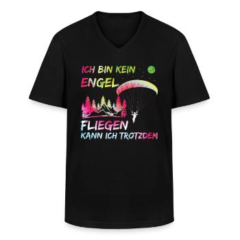Paragliding Frauen Bin kein Engel Fliegen kann Ich - Männer-T-Shirt mit V-Ausschnitt - Schwarz - Vorne - AI Model Male 178 dark (178cm)
