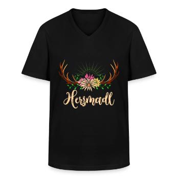 Herzmadl Bayerisches Mädchen Dirndl Shirt - Männer-T-Shirt mit V-Ausschnitt - Schwarz - Vorne - AI Model Male 178 dark (178cm)