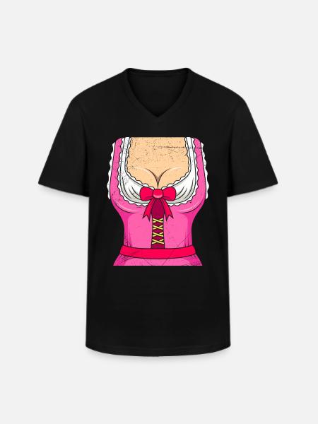 Dirndl Bayerisch Trachten Shirt - Men's V-Neck T-Shirt - black