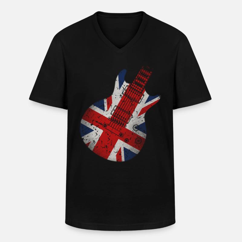 Union Jack Guitar - Men's V-Neck T-Shirt - black