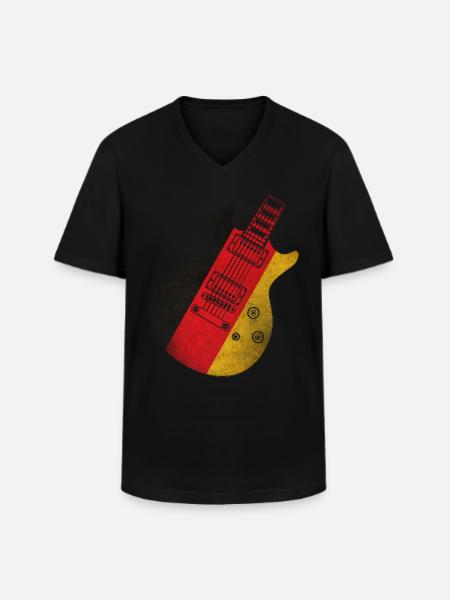 German Flag Guitar - Men's V-Neck T-Shirt - black