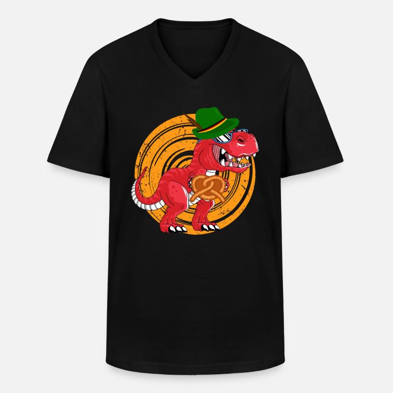 Oktobasaurus Rex Dinosaurier Brezel - Männer-T-Shirt mit V-Ausschnitt - Schwarz