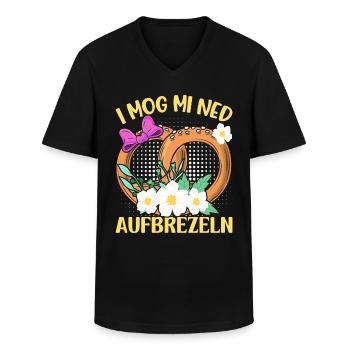 Deutsche Brezeln I Mog Mi ned Aufbrezeln Frauen - Männer-T-Shirt mit V-Ausschnitt - Schwarz - Vorne - AI Model Male 178 dark (178cm)
