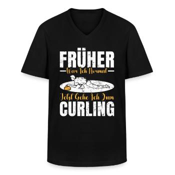 Curler Spruch Heute Gehe ich zum Curling - Männer-T-Shirt mit V-Ausschnitt - Schwarz - Vorne - AI Model Male 178 dark (178cm)