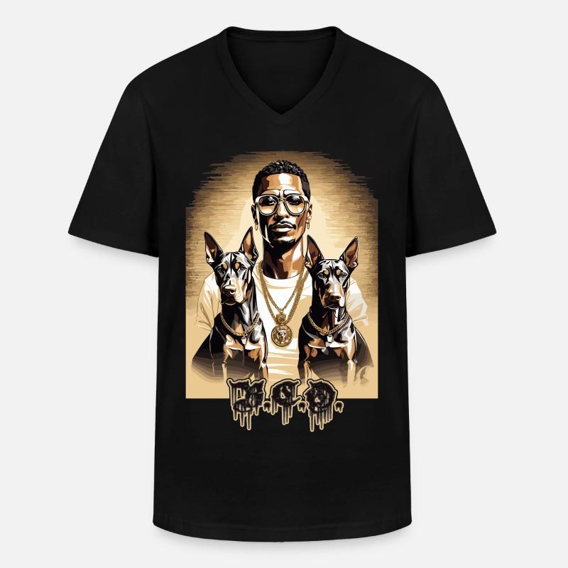 Rapper mit Dobermänner - Männer-T-Shirt mit V-Ausschnitt - Schwarz