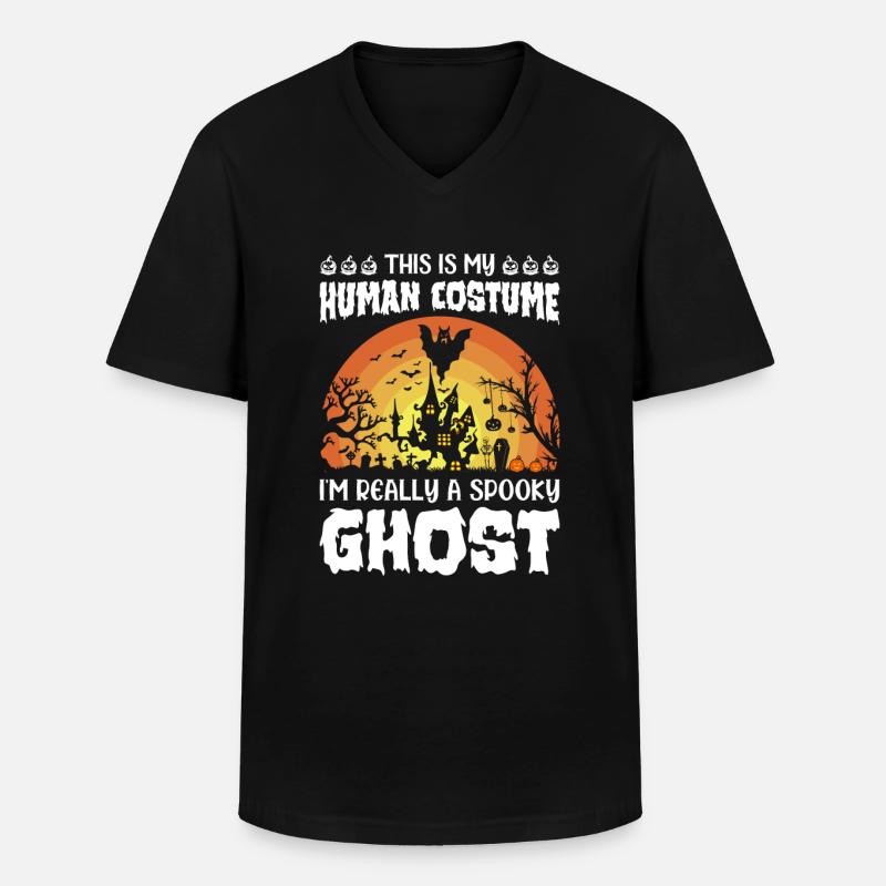 Halloween Ghost Spooky Ghost - Männer-T-Shirt mit V-Ausschnitt - Schwarz
