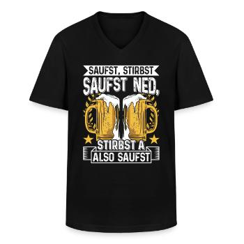 Boarisch Saufst Stirbst Saufst Ned Stirbst A - Männer-T-Shirt mit V-Ausschnitt - Schwarz - Vorne - AI Model Male 178 dark (178cm)