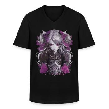 Gothic Anime Mädchen - Männer-T-Shirt mit V-Ausschnitt - Schwarz - Vorne - AI Model Male 178 dark (178cm)
