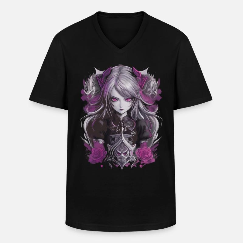 Gothic Anime Mädchen - Männer-T-Shirt mit V-Ausschnitt - Schwarz