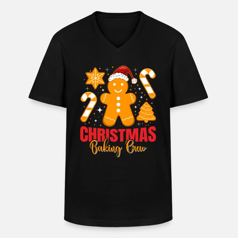 Backfans Christmas Baking Crew Plätzchen - Männer-T-Shirt mit V-Ausschnitt - Schwarz