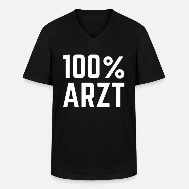 Doktor - 100% Arzt - Männer-T-Shirt mit V-Ausschnitt - Schwarz