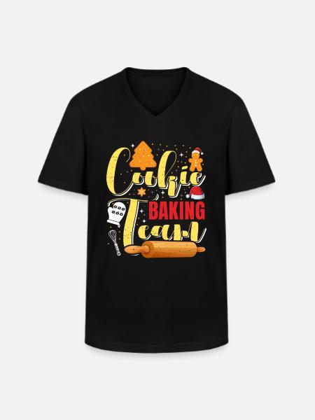 Plätzchen Back Team Weihnachtsgebäck Kekse - Männer-T-Shirt mit V-Ausschnitt - Schwarz
