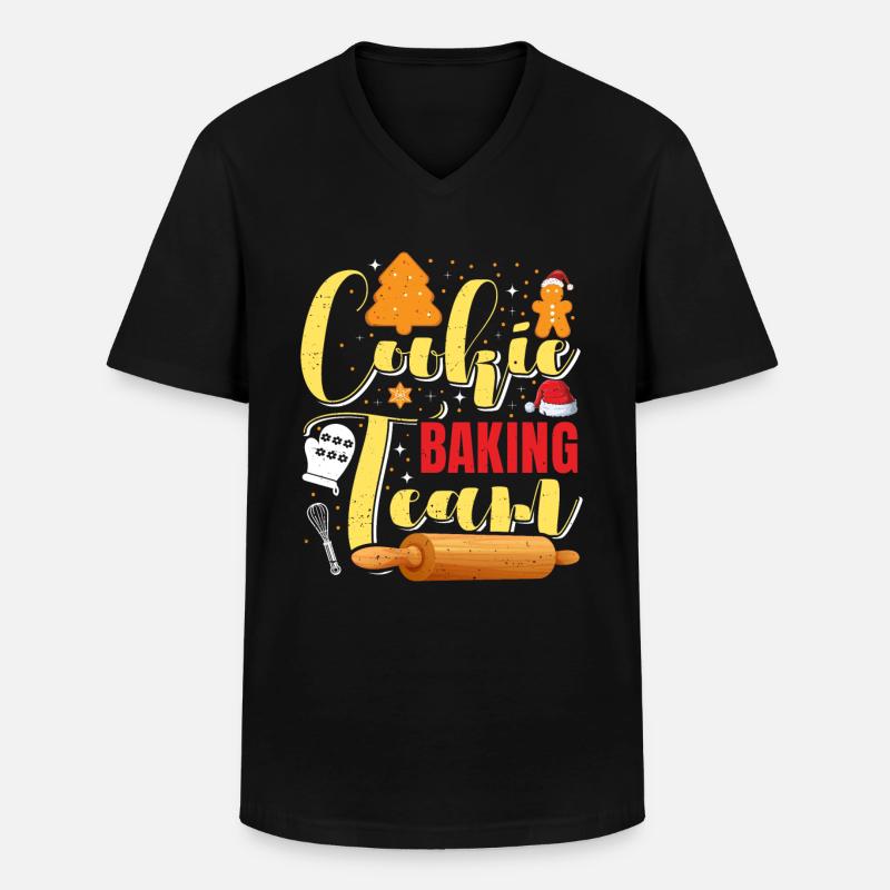 Plätzchen Back Team Weihnachtsgebäck Kekse - Männer-T-Shirt mit V-Ausschnitt - Schwarz
