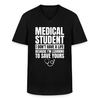 Médecin de l’hôpital étudiant en médecine - Etudiant en médecine - T-shirt col V Homme - noir - Devant - AI Model Male 178 dark (178cm)