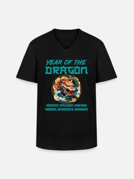 Kinesisk nytår år af Dragon Kina - Klassisk herre T-shirt med V-udskæring - sort